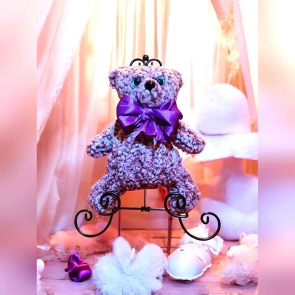 Handmade Purple Variegated Teddy Bear OOAK - Picture 1 of 5